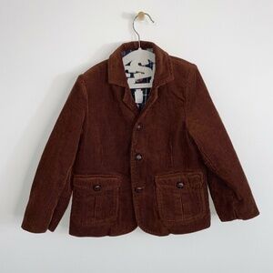 NWT $149 JACADI PARIS Boy's Brown Cotton Cord Corduroy Blazer Jacket Age 4